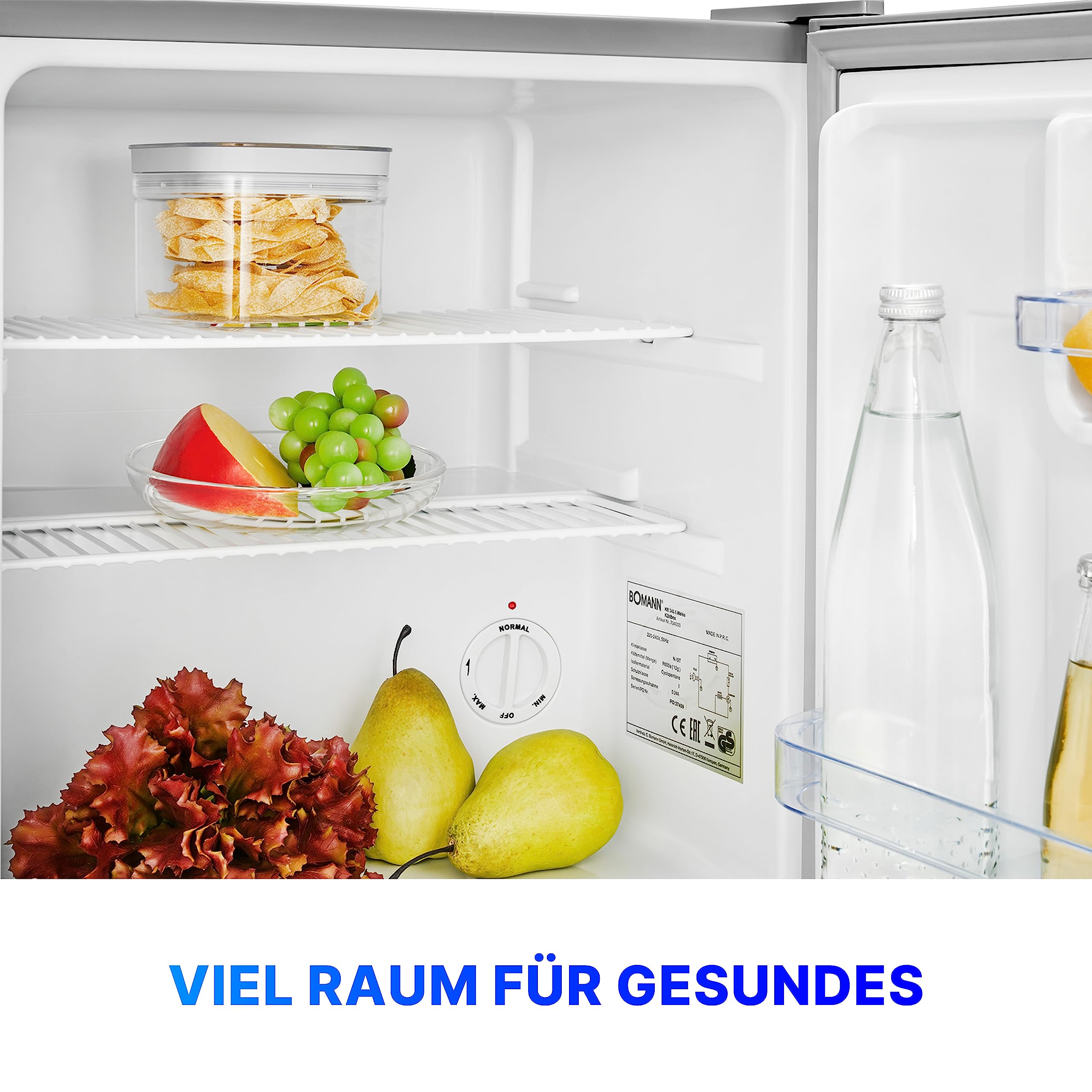 Bomann Mini Kühlschrank 42 Liter Getränkekühlschrank leise 39 dB KB 7346 inox 51x45x45 cm