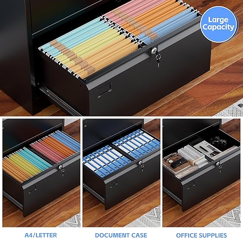 Vista 80 de SUXXAN Archivador de 4 cajones, gabinete de almacenamiento vertical de metal con cerradura, archivador vertical de acero para oficina y hogar