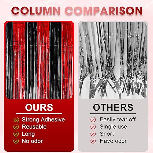 Miniatura 5 de Cortinas de fondo de flecos de papel de aluminio para fiesta de cumpleaños, graduación, Año Nuevo, Halloween o discoteca, 3 piezas, 39.6 x 98.4