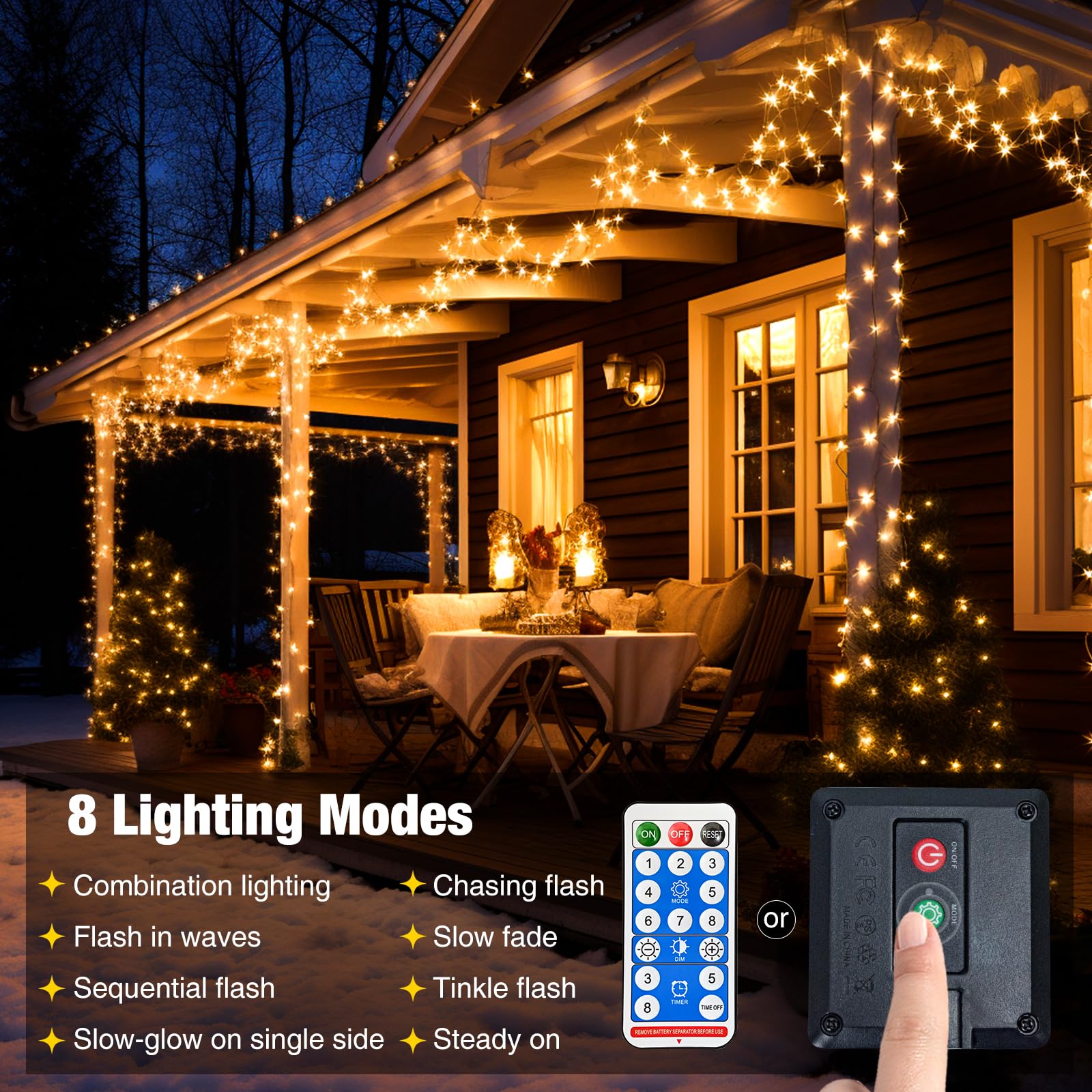 Lot De 2 Guirlandes LED à Pile 12M 120 LED Vert - Étanche Avec Télécommande Pour Noël Et Fêtes