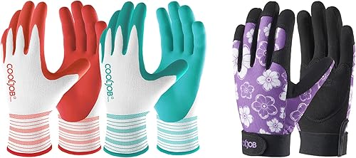 Miniatura 1 de COOLJOB Guantes de jardinería de goma a granel de tamaño mediano y guantes de trabajo a prueba de espinas, 7 pares en total