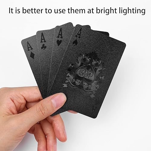 Miniatura 25 de Joyoldelf Black Playing Cards with Rose Pattern, 2pcs Deck of Cards, PVC Plastic & Waterproof Playing Cards, Cool Card Decks Suitable for Family or