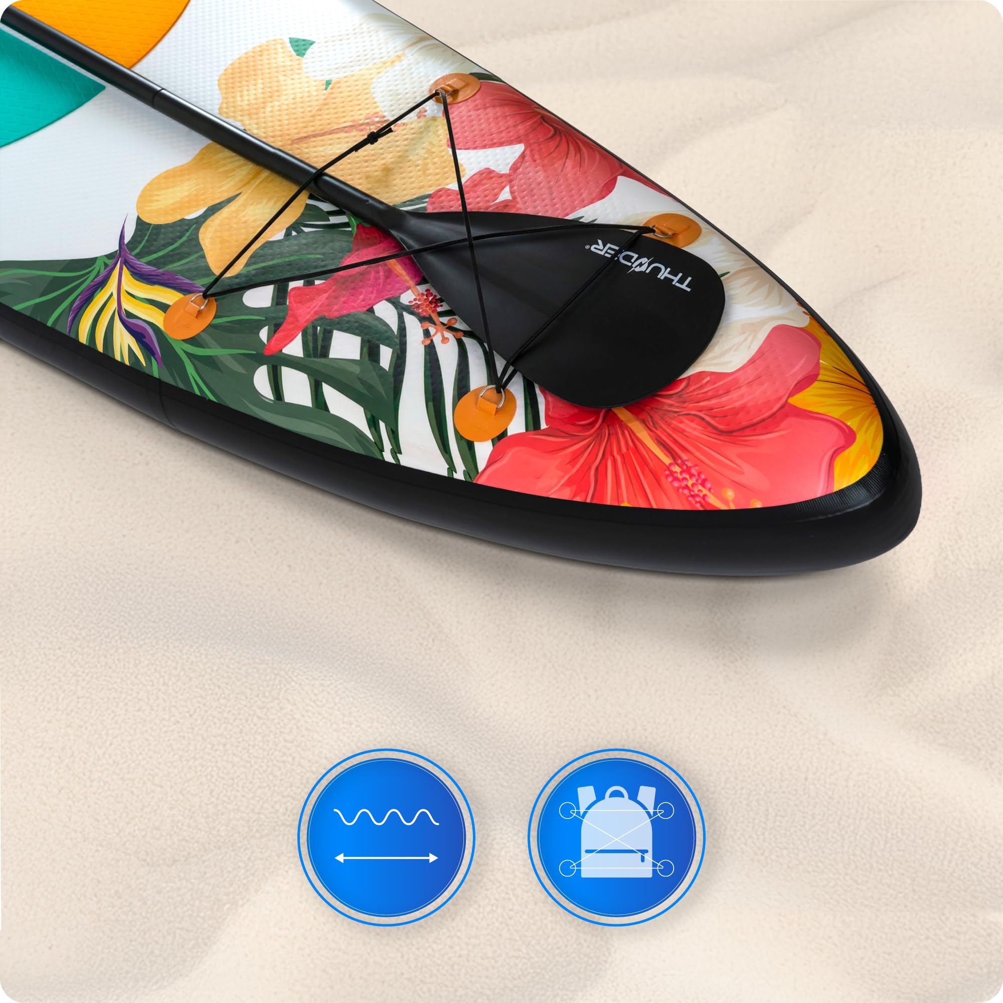 THUNDER Planche Sup Gonflable 320 cm avec Siège Kayak – Stand Up Paddle Board Set avec Pompe, Pagaie & Sac à Dos – Antidérapant pour Adultes & Débutants