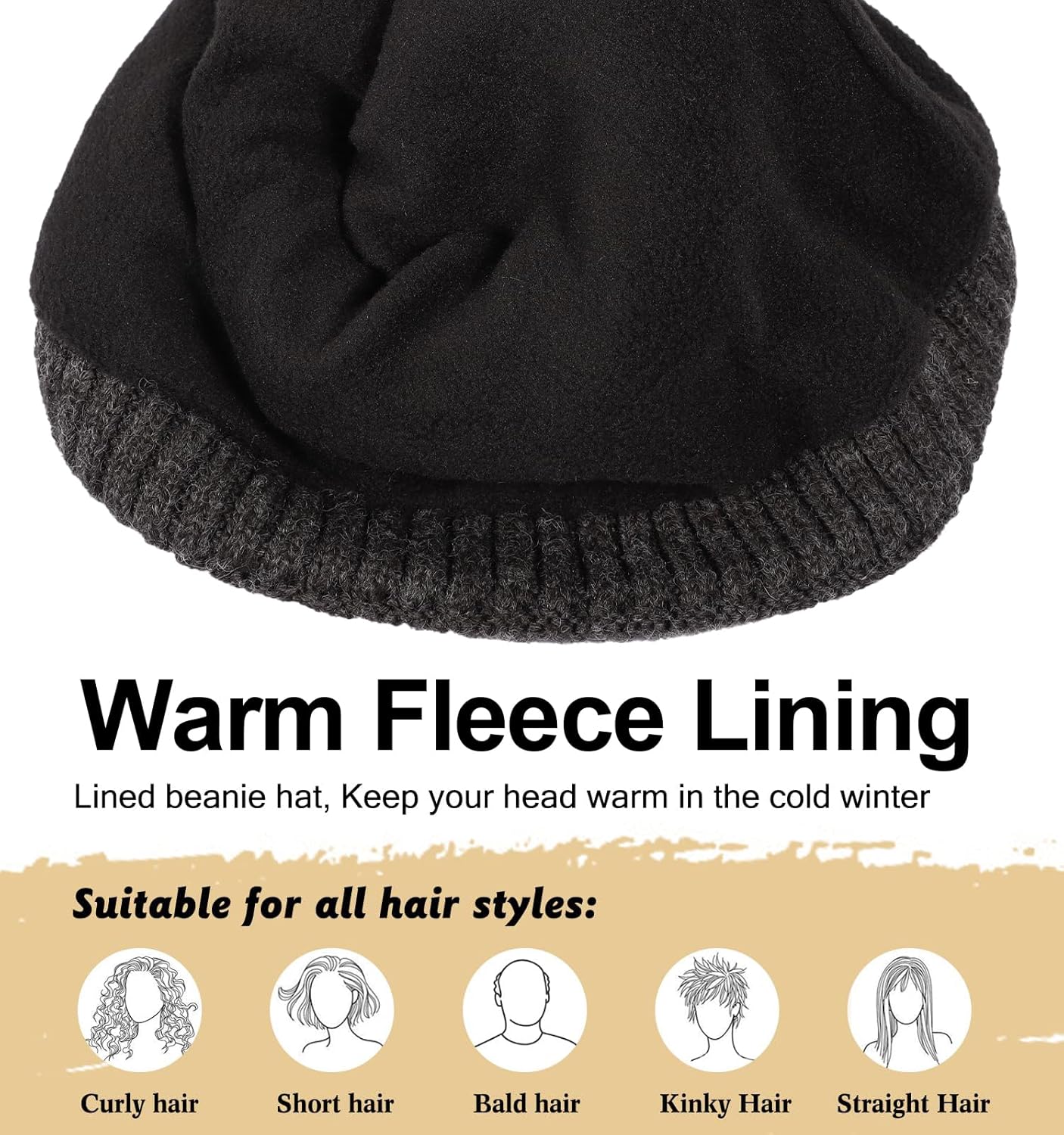 ZTL Merino Wool Beanie Hat for Men Women, Thick Warm Fleece Lined Knit Winter Hats Cuffed Beanie Stocking Hat Ski Skull Cap - Image 5