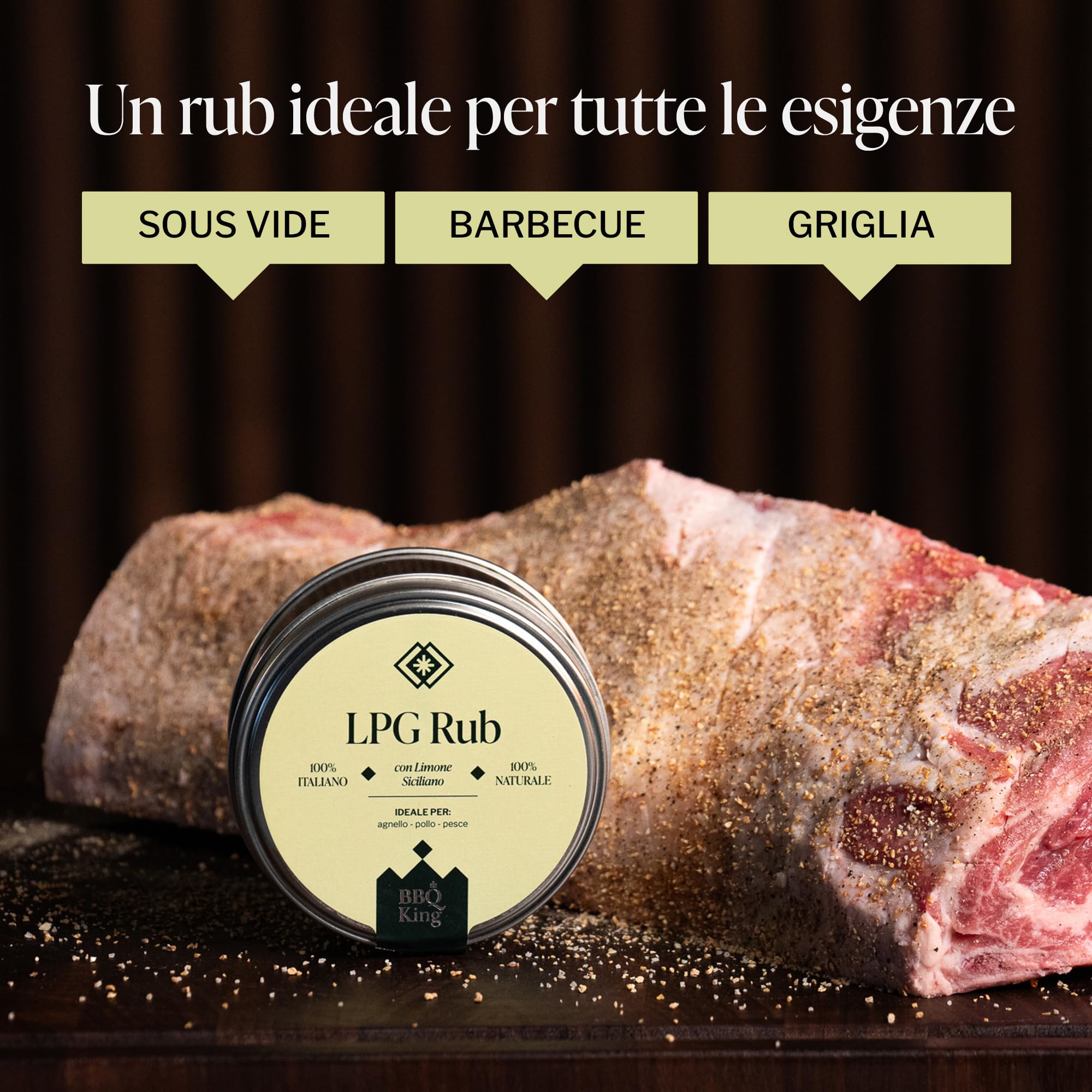 BBQ KING - Christmas Box Rub, Scatola Regalo per Natale, Ottima Idea Regalo, Set Spezie Cucina 100% Made in Italy, Selezione di Spezie BBQ KING + Termometro con Lettura Istantanea