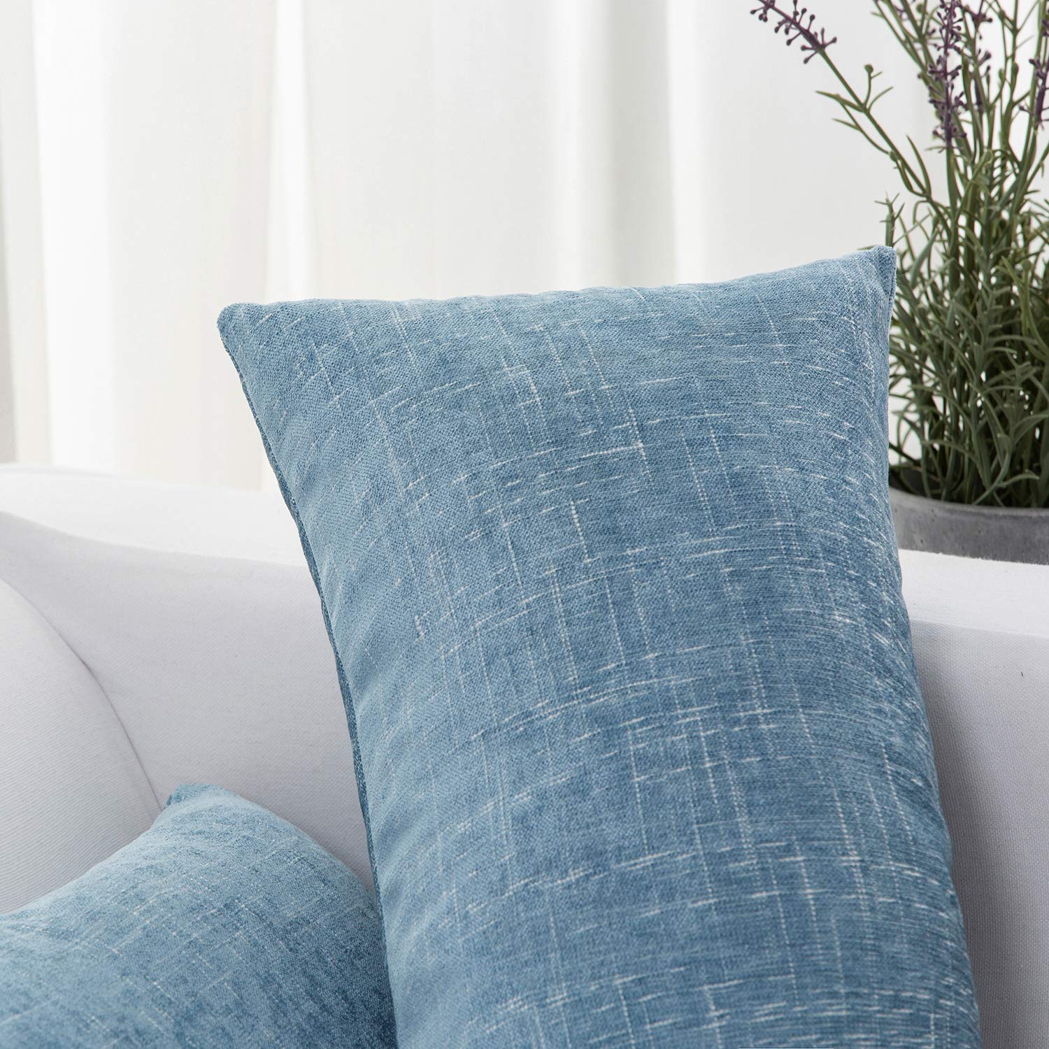 HWY Lot De 50 Housses De Coussin Décoratives En Chenille Pour Canapé, Chambre à Coucher, Lit 12x20 Inch Bleu Clair