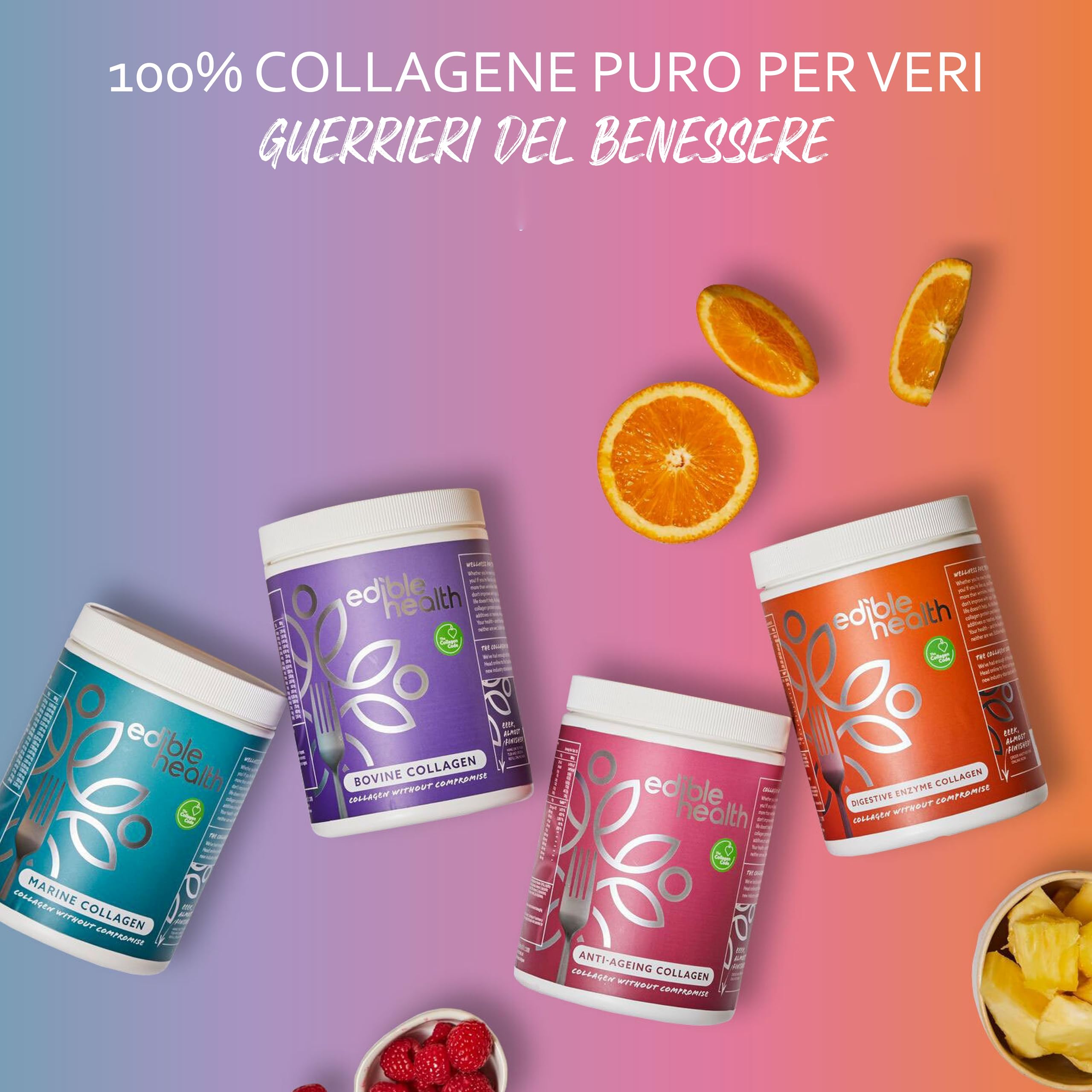 Edible Health Proteine in polvere, collagene idrolizzato, tipo 1 e 3, 1 KG | Proteine In Polvere A Base Di Collagene Idrolizzato, Con 18 Aminoacidi, Tipi 1 E 3; Per Diete Paleo E Keto; Kosher E Halal.