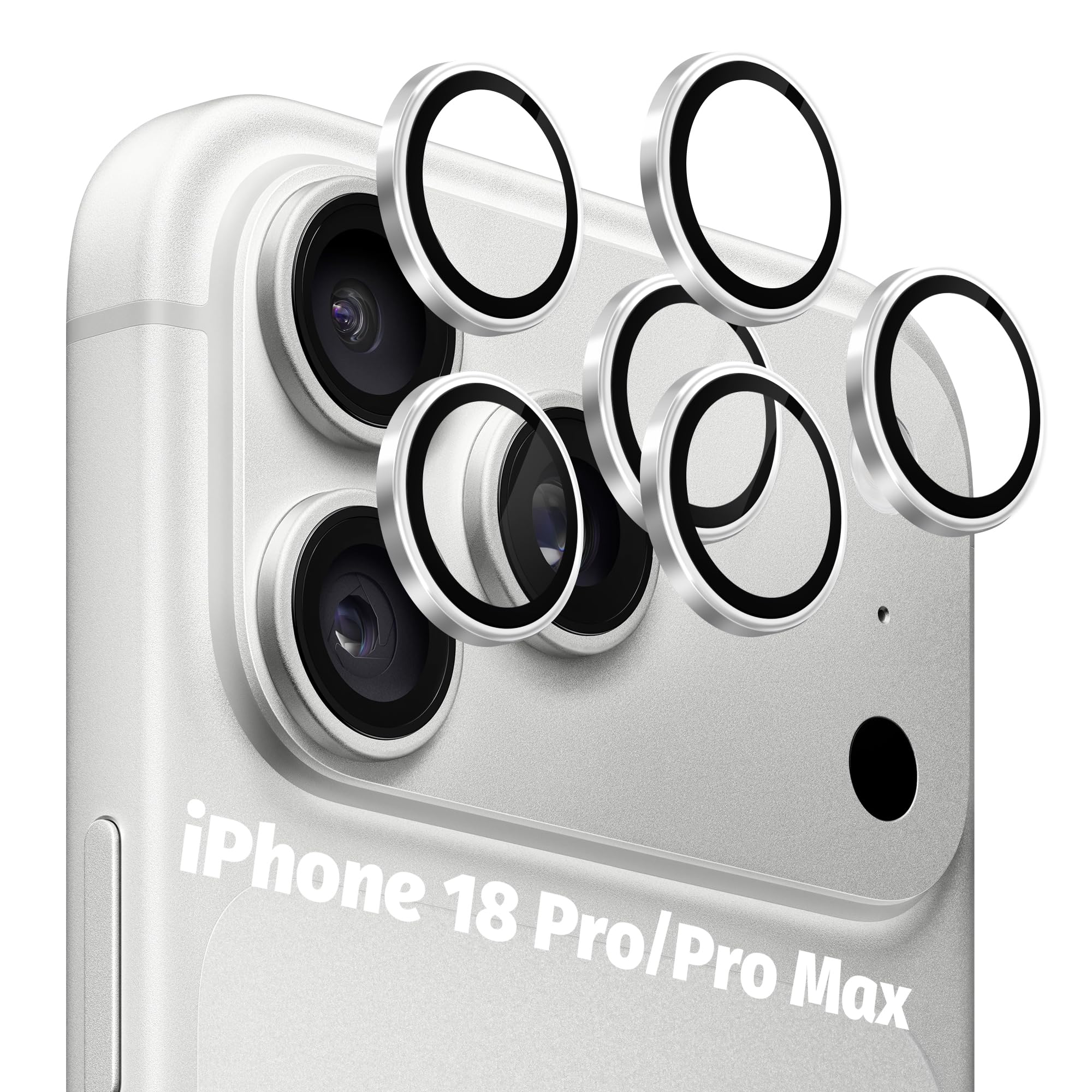 Orzero 9H Glass Camera Lens Protector for 18 Pro/18 Pro Max-Sliver, 6 Pack
