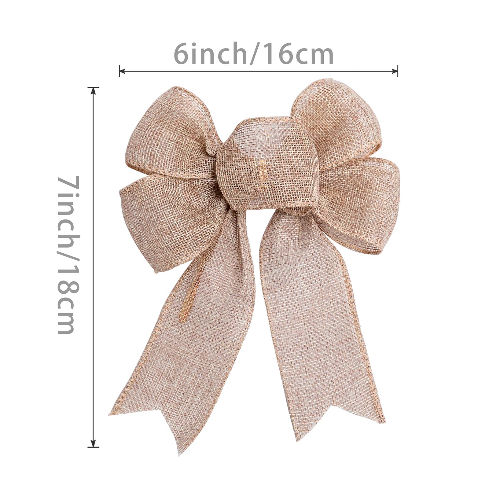 Mini Rustic Jute Bows Burlap Wreaths Bows Christmas Tree Topper for Wedding Holiday Birthday Party Decoration