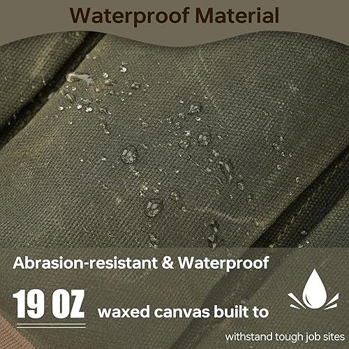 Miniatura 4 de Bolsa de herramientas de 13 pulgadas, bolsa de lona encerada resistente de 19 onzas, bolsa de herramientas portátil con 11 bolsillos, organizador de