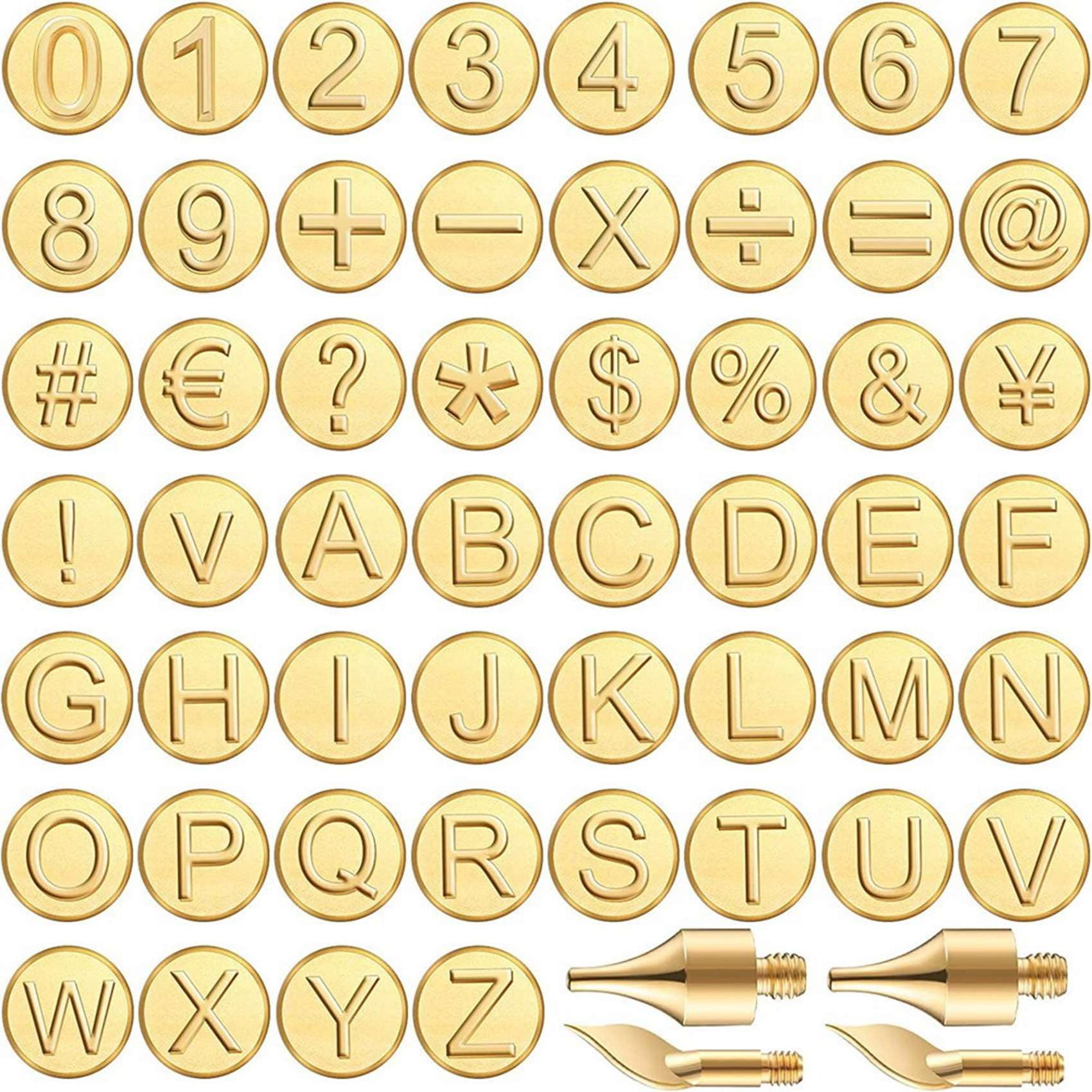 Orimommth 56 Pieces Wood Burning Tip Letter Wood Burning Tip Set Including Alphabet Number for Wood Craft DIY Embossing Carving