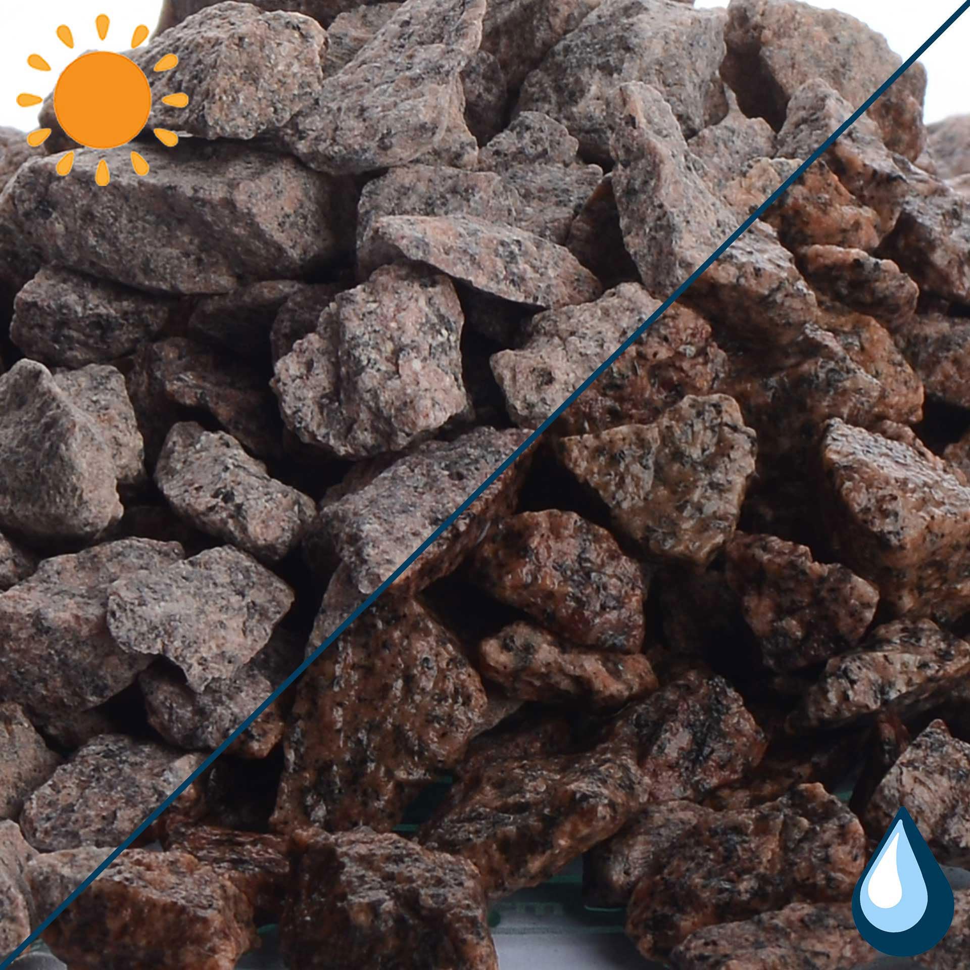 Schicker Mineral Granit Ziersplitt rot 25 kg, ideal zur Gartengestaltung, Bordeaux roter Naturstein, Splitt, robust, witterungsbeständig, Steingarten, Weg- und Terrassengestaltung (8-16 mm)