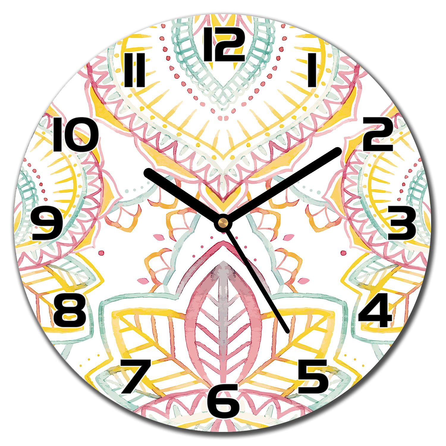 Horloge en verre 30 cm moderne cuisine salon aiguilles noires