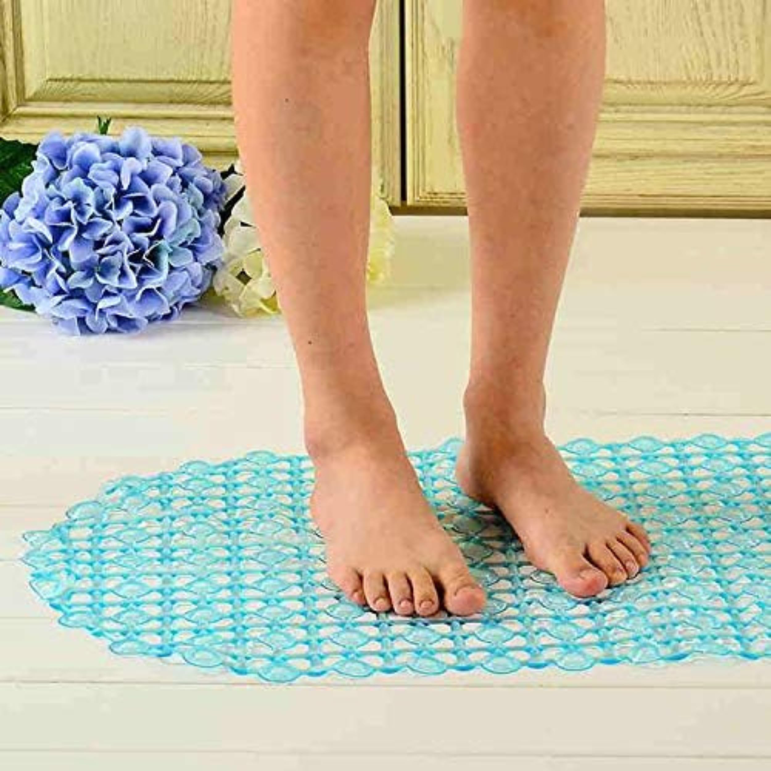 PARENCE – Antypoślizgowa mata 60x33 cm – Bezpieczna mata prysznicowa wykonana z miękkiego silikonu – Mocny chwyt, komfort i efektywne drenażowanie – Losowy kolor