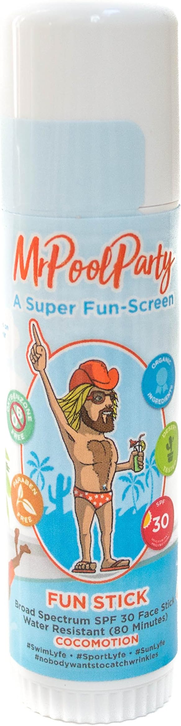 Organic Mineral Sunscreen Stick, Coconut Face Sunscreen with Moisturizers, SPF 30, 0.6oz