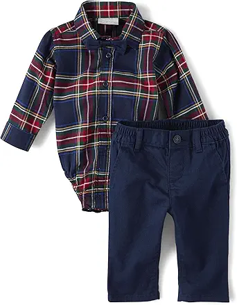 The Children's Place baby-boys And Newborn Long Sleeve Dress Shirt and Pants 2-piece Set