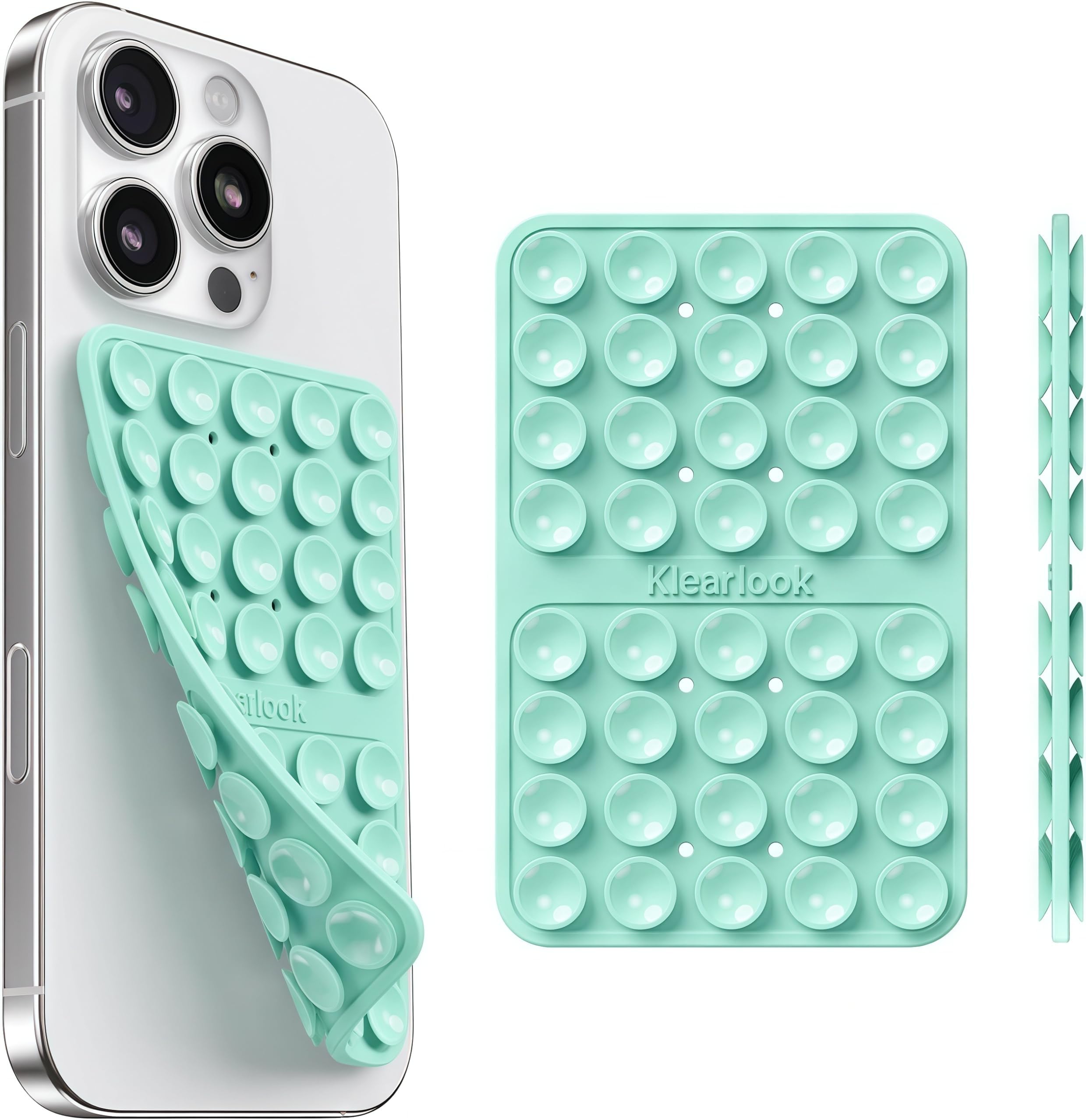 Klearlook Silicone Suction Cup Phone Case Mount Double Sided, Sticky Phone Grip for 6.1-7.2 inch Phones, Phone Accessories Hands-Free Strong Grip Holder for Selfies and Videos, Light Green