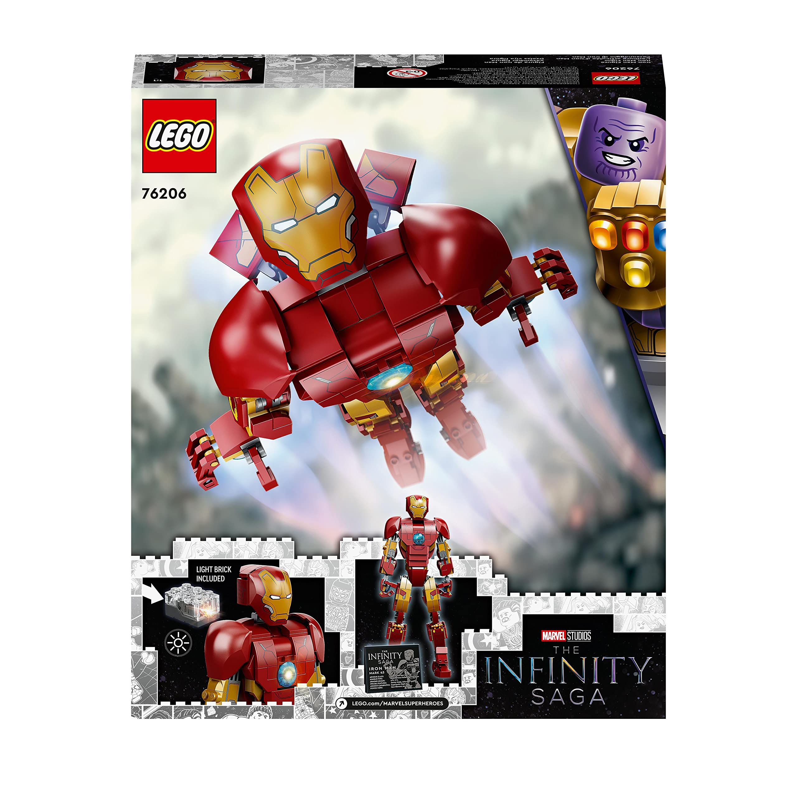 LEGO Marvel Figurka Iron Mana 76206 — zestaw konstrukcyjny z serii Avengers; figurka (381 elementów)