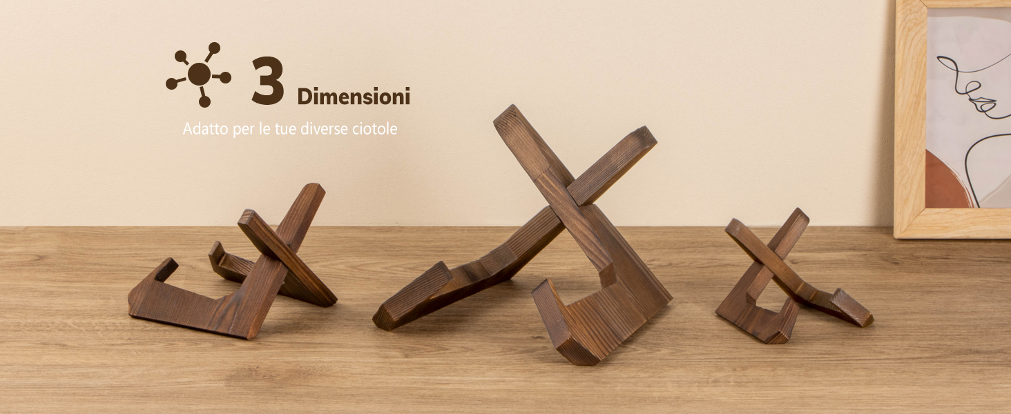 Supporto Per Piatti In Legno Scuro Incernierato Bard's, Confezione Da 3, Altezza 10,2 Cm X Larghezza 12,7 Cm X Profondità 7,6 Cm, Ideale Per Piatti Da 8,9 A 12,7 Cm - 2