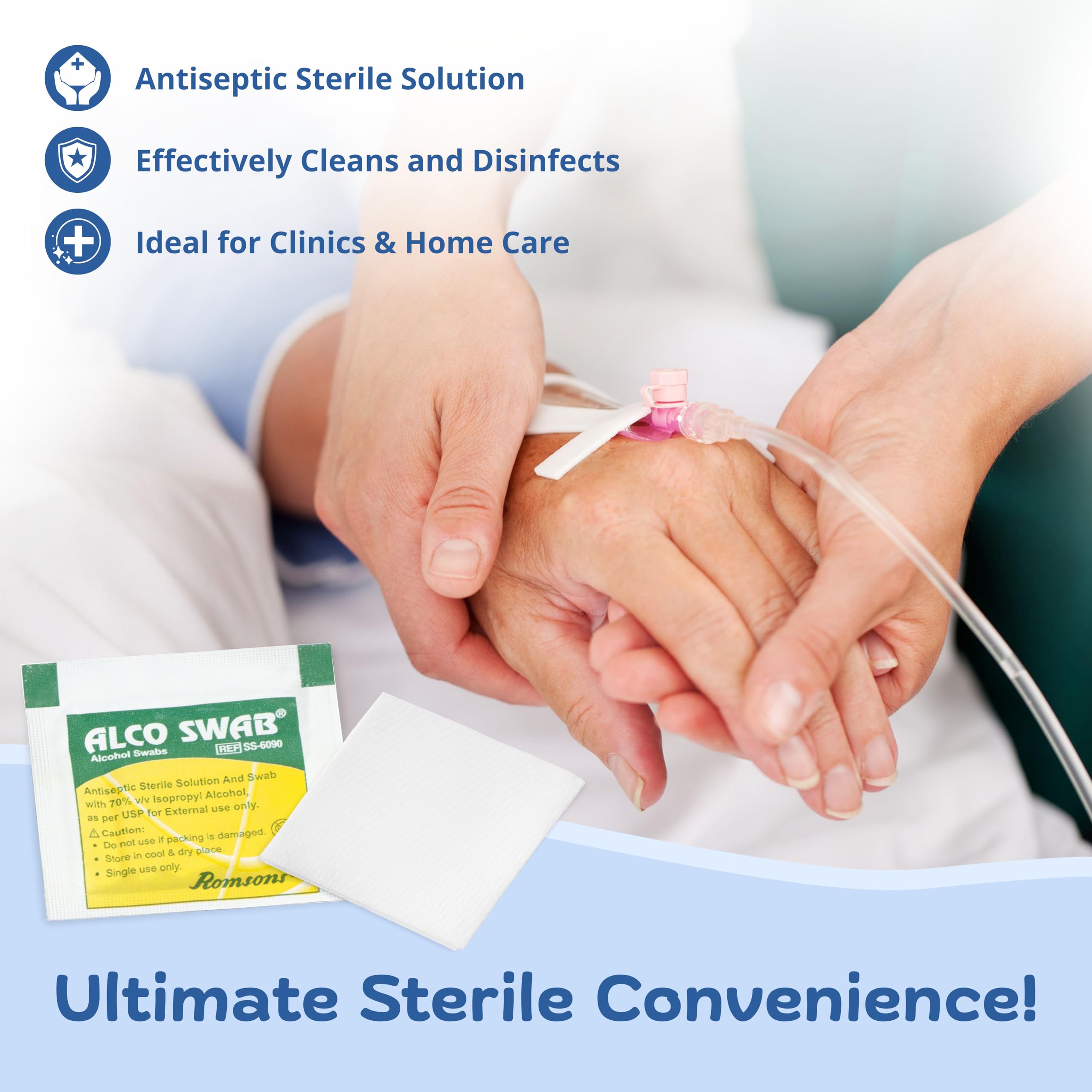 Romsons Alco Swab Alcohol Guaze Antiseptic Prep sterile for disinfect cuts and scrapes (100 Pieces) 1