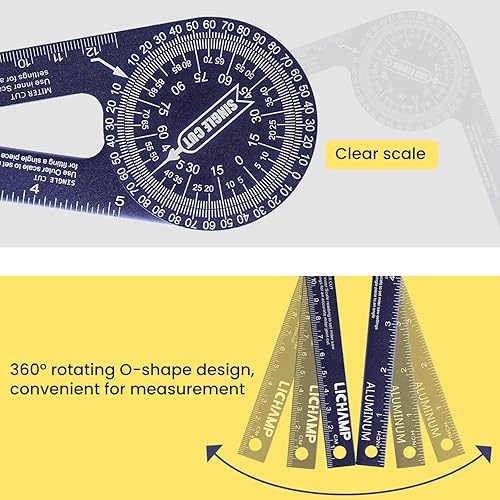 Miniatura 5 de Lichamp Herramienta de perfil de calibre de contorno de 5 pulgadas y 10 pulgadas con transportador de sierra ingletadora de 7 pulgadas, herramienta