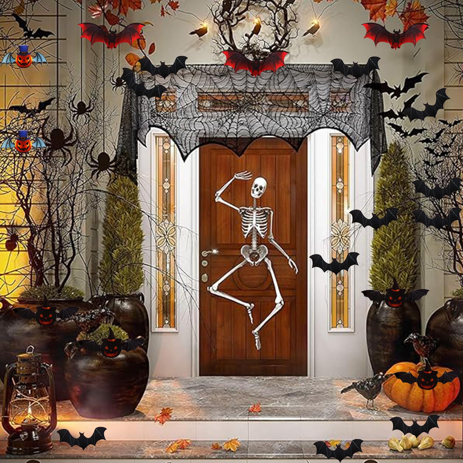 72pcs Halloween Decorations Pumpkin Bats,Black PVC Pumpkin Bats 3D Wall Sticker DIY 5 Size Bats Halloween Party,Halloween Scary Bats for Home Window Room Scary Bats Halloween Sticker Party Supplies - Image 4