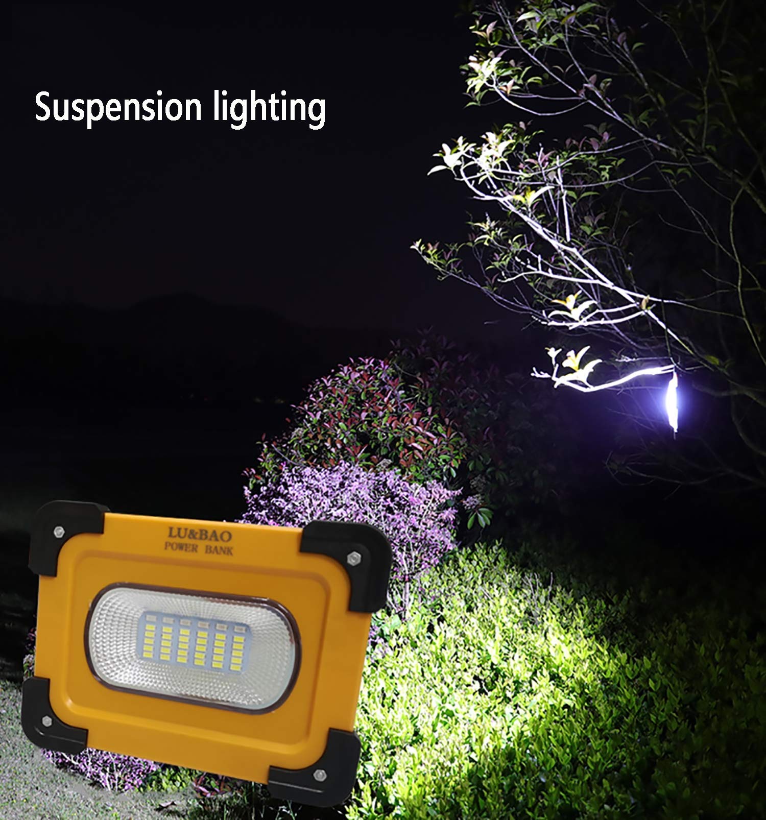 Solarne reflektory LED, reflektor roboczy, 60 W, ładowalne, 30 diod LED, 3600 lm, przenośna lampa robocza z podstawą magnetyczną, wodoodporność IP54, 3 tryby, wbudowana bateria 9000 mA