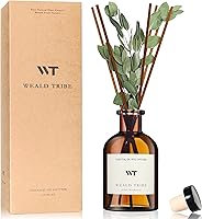 WEALD TRIBE Eucalyptus & Lavender Reed Diffuser Set - Natural 4oz Essential Oil Diffuser with Dried Flowers for Bathroom, Bedroom & Office Decor