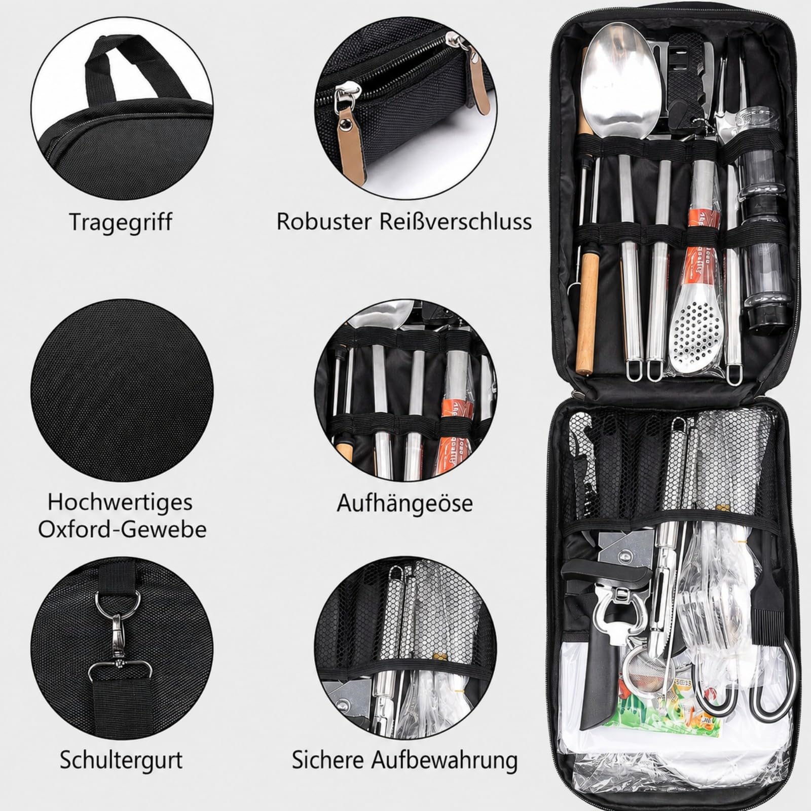 35-teiliges Camping Kochutensilien Set, Tragbare Camping Küche Utensilien, Outdoor Kochgeschirr Set für Picknick, Grillen, Reisen und Outdoor-Aktivitäten