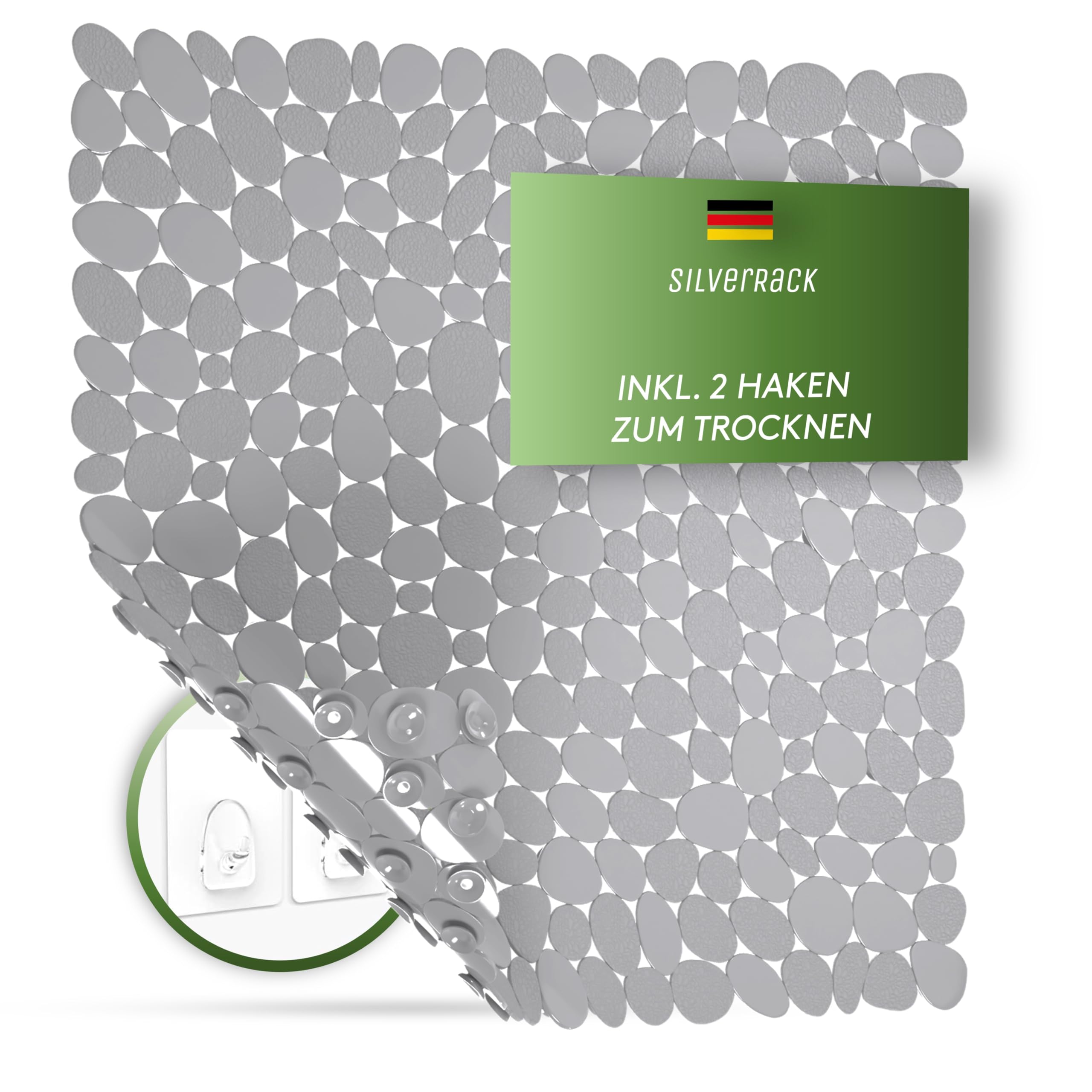 SilverRack DermaSensitivo Tapis de douche antidérapant 53 x cm gris sans BPA pour enfants bébés