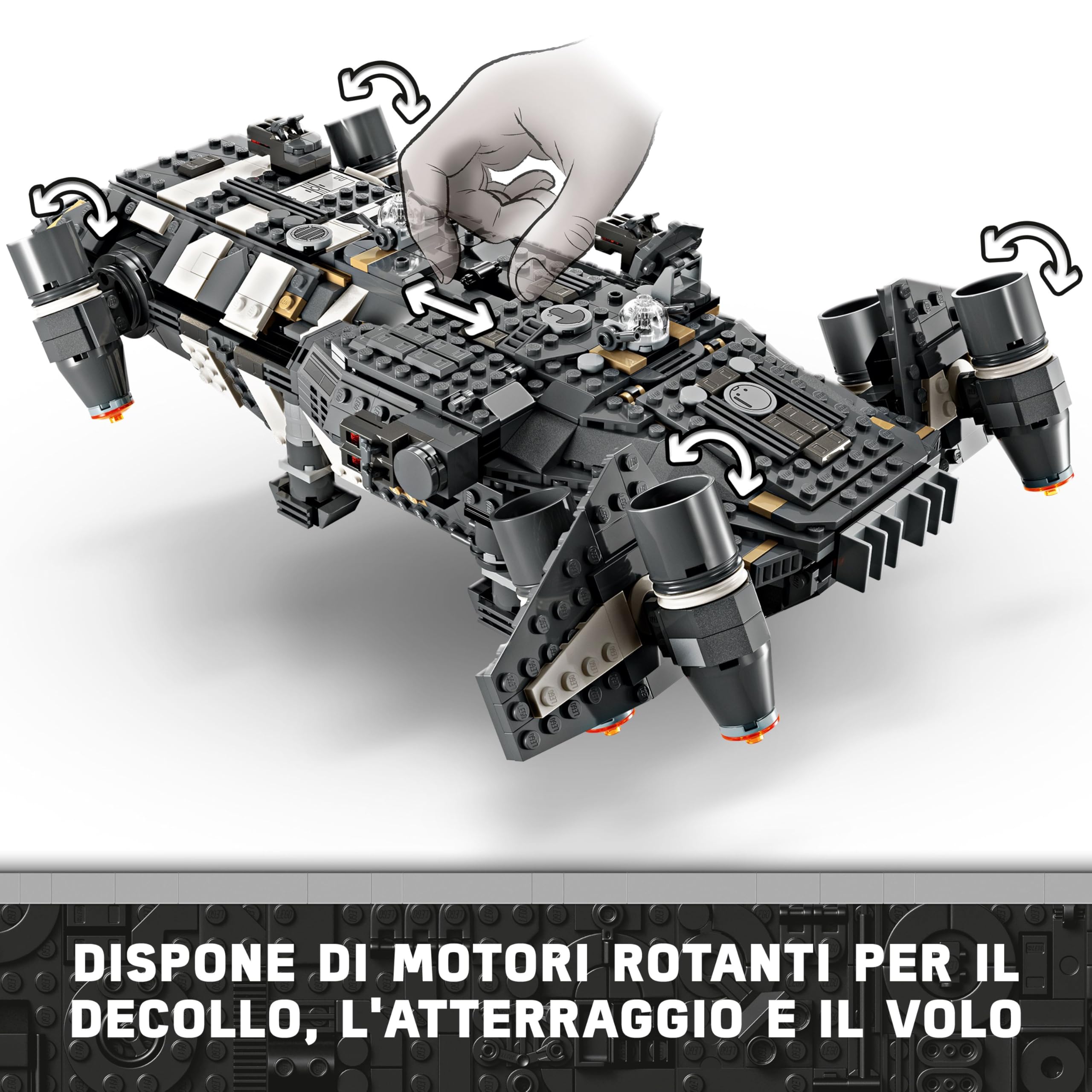 LEGO Star Wars Onyx Cinder, Astronave Giocattolo da Costruire dalla Serie TV Skeleton Crew, Giochi per Bambini e Bambine da 10 Anni con 5 Minifigure di Personaggi, Idea Regalo da Collezione 75374