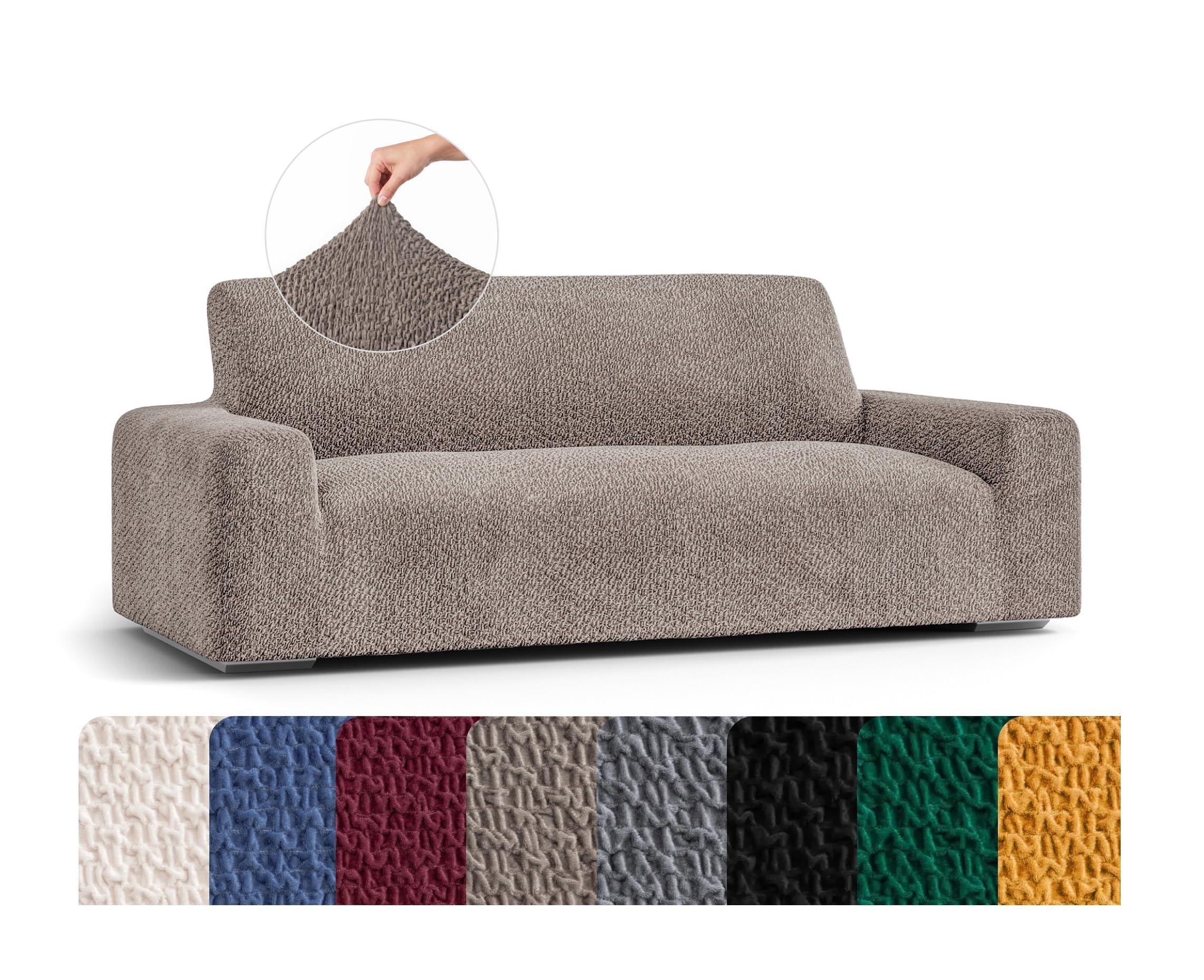 Mamma Mia Covers PAULATO BY GA.I.CO. Sofa Slipcover - Stretch Couch Cover - Stylish Cushion Sofa Cover - Soft Polyester Fabric Slip Cover - 1-Piece Form Fit Washable Protector for Pet - Velvet Collection - Brown