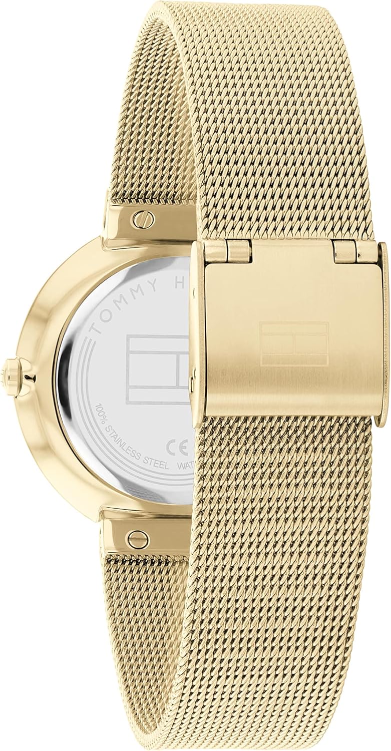 Tommy Hilfiger Orologio Analogico al Quarzo da Donna con Cinturino in Maglia Metallica in Acciaio Inossidabile Dorato - 1782487 Tommy Hilfiger Orologio Analogico al Quarzo da Donna con Cinturino in Maglia Metallica in Acciaio Inossidabile Dorato - 1782487
