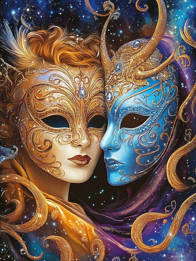 5D Zodiac Sign of Gemini with Masks Diamond Art 12x16 Inch Full Drill Diamond Painting Kits for Adults & Beginners - DIY Art Crafts for Relaxation and Home Wall Decor 17