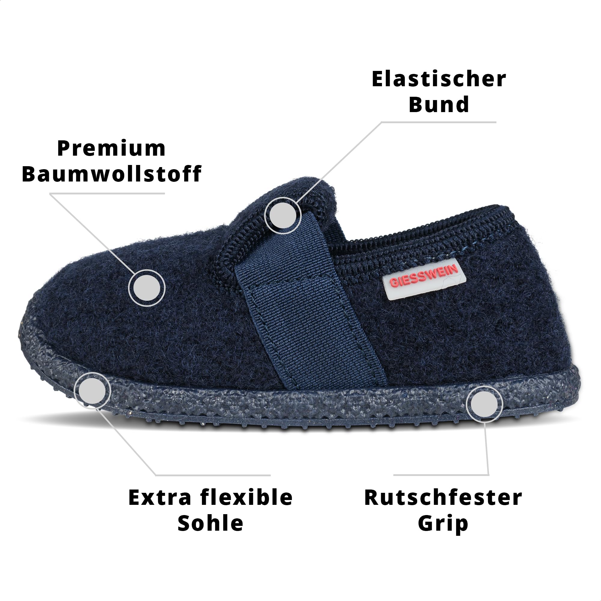 Giesswein Türnberg, Chaussons courts, non doublées Mixte enfant