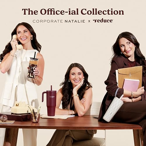 Miniatura 5 de REDUCE Aspen - Vaso de vidrio aislado al vacío de 20 onzas con tapa y popote extra ancho, mantiene las bebidas frías durante 12 horas, ideal para