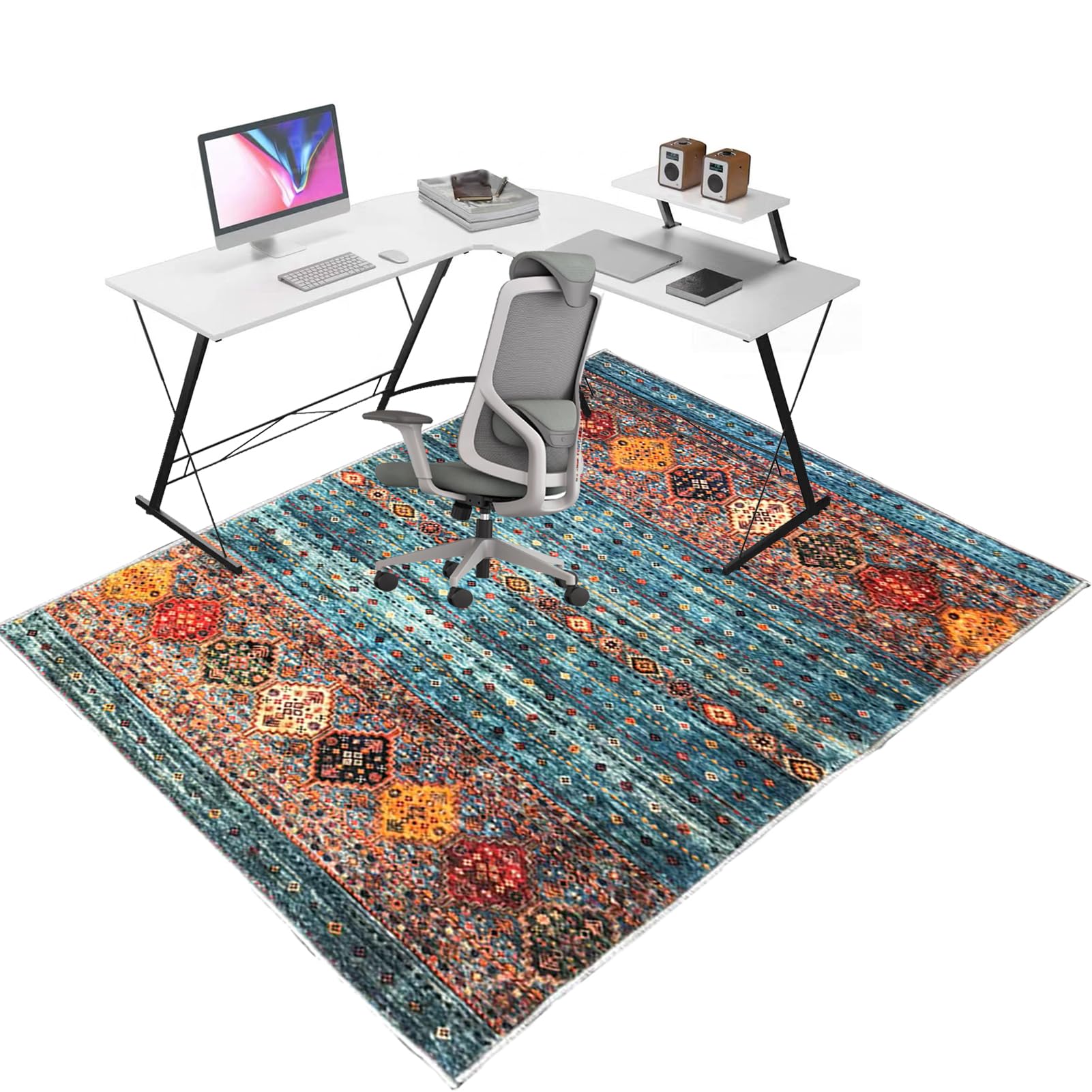 Office Chair Mat 180 x 230 cm, Floor Protector Rug for Gaming Rolling Chair, Carpet Protectors Non Slip, Computer Desk Floor Mats for Home Office Hardwood Floors Kitchen Living Room, Easy to Clean