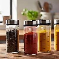 Vista 7 de Tarro de condimento con juegos de coctelera de acero inoxidable 304, salero y pimentero con agujeros ajustables para sales del Himalaya, Kosher