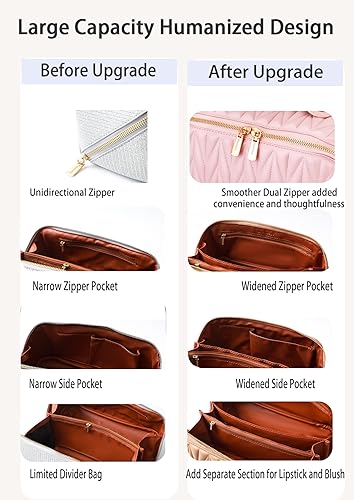 Miniatura 4 de Misvivaus Bolsa de maquillaje de viaje, regalos para mujeres, bolsa de maquillaje plana grande y abierta, organizador de maquillaje, bolsa de