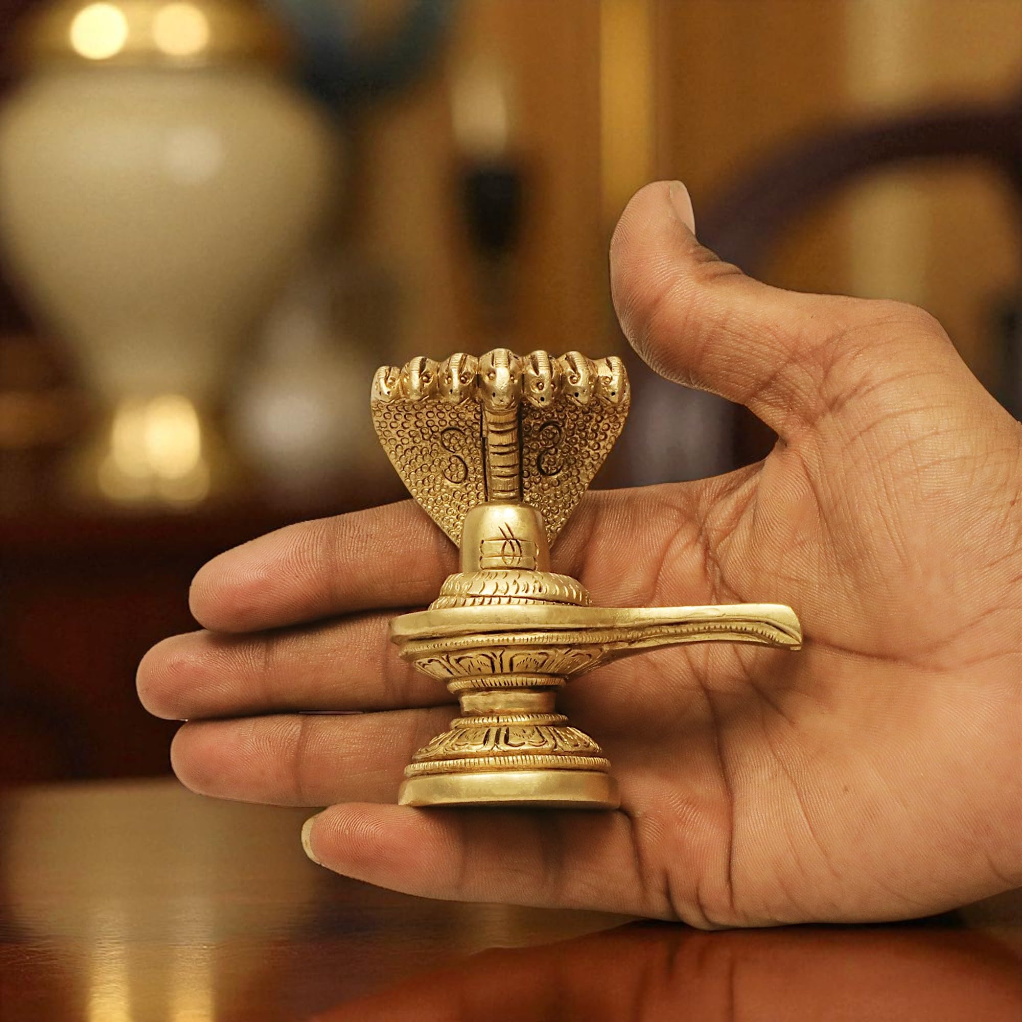 Brass Shivling Idol - Home Puja & Spiritual Decor -5