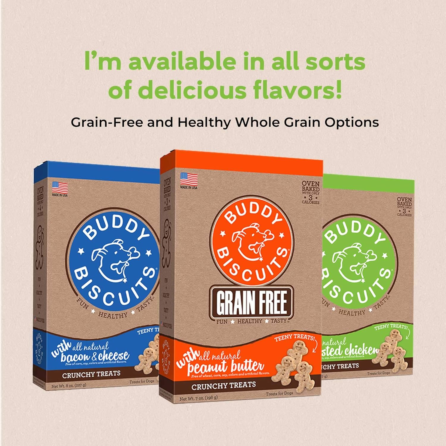Buddy Biscuits Oven Baked Teeny Treats, Whole Grain Treats for Small or Toy Breed Dogs, Roasted Chicken - 8 oz. Pack of 6