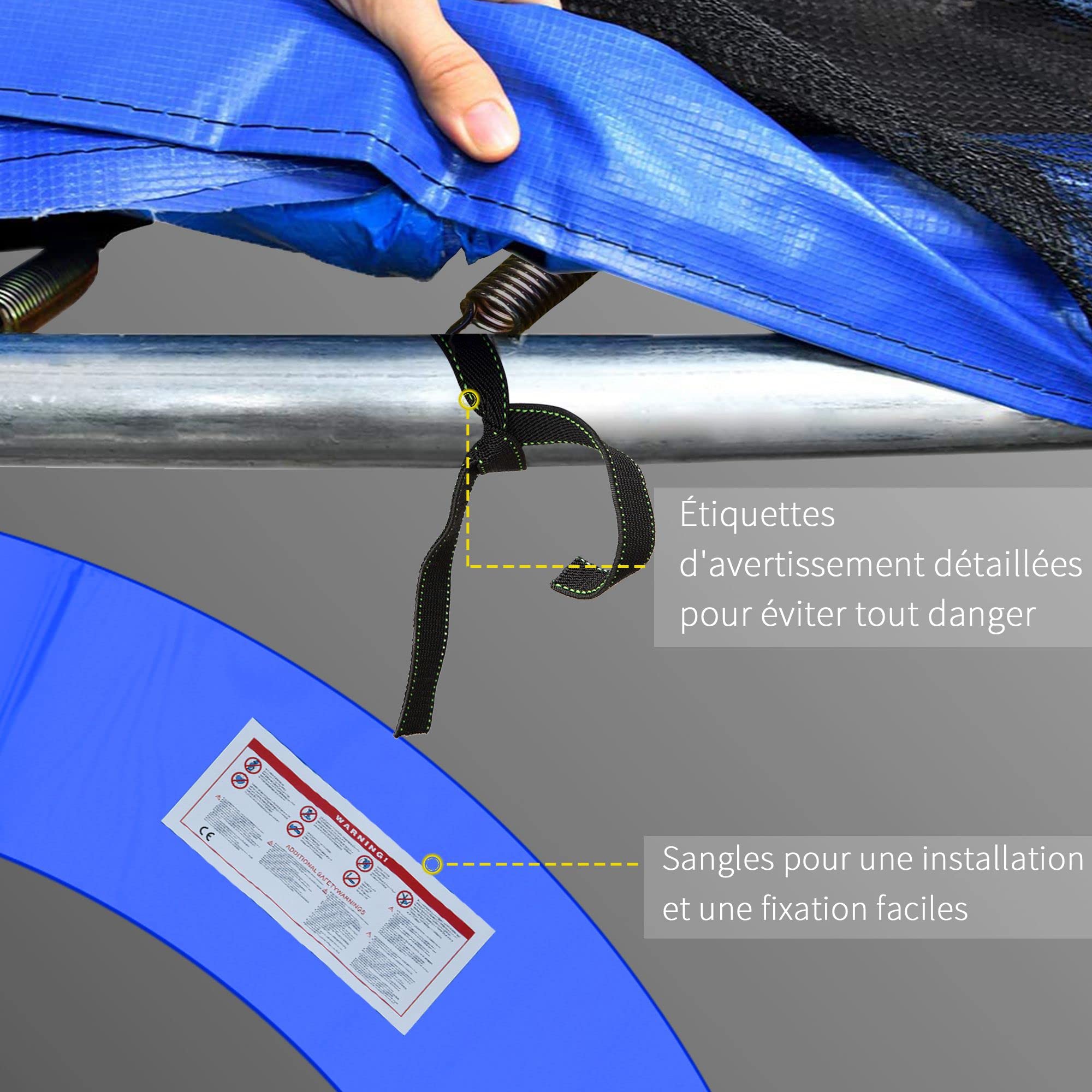 HOMCOM Coussin de Protection pour Trampoline de Remplacement Ø 244, 305, 366 cm bâche à Ressorts pour Trampoline résistant aux Rayons UV, Anti déchirure