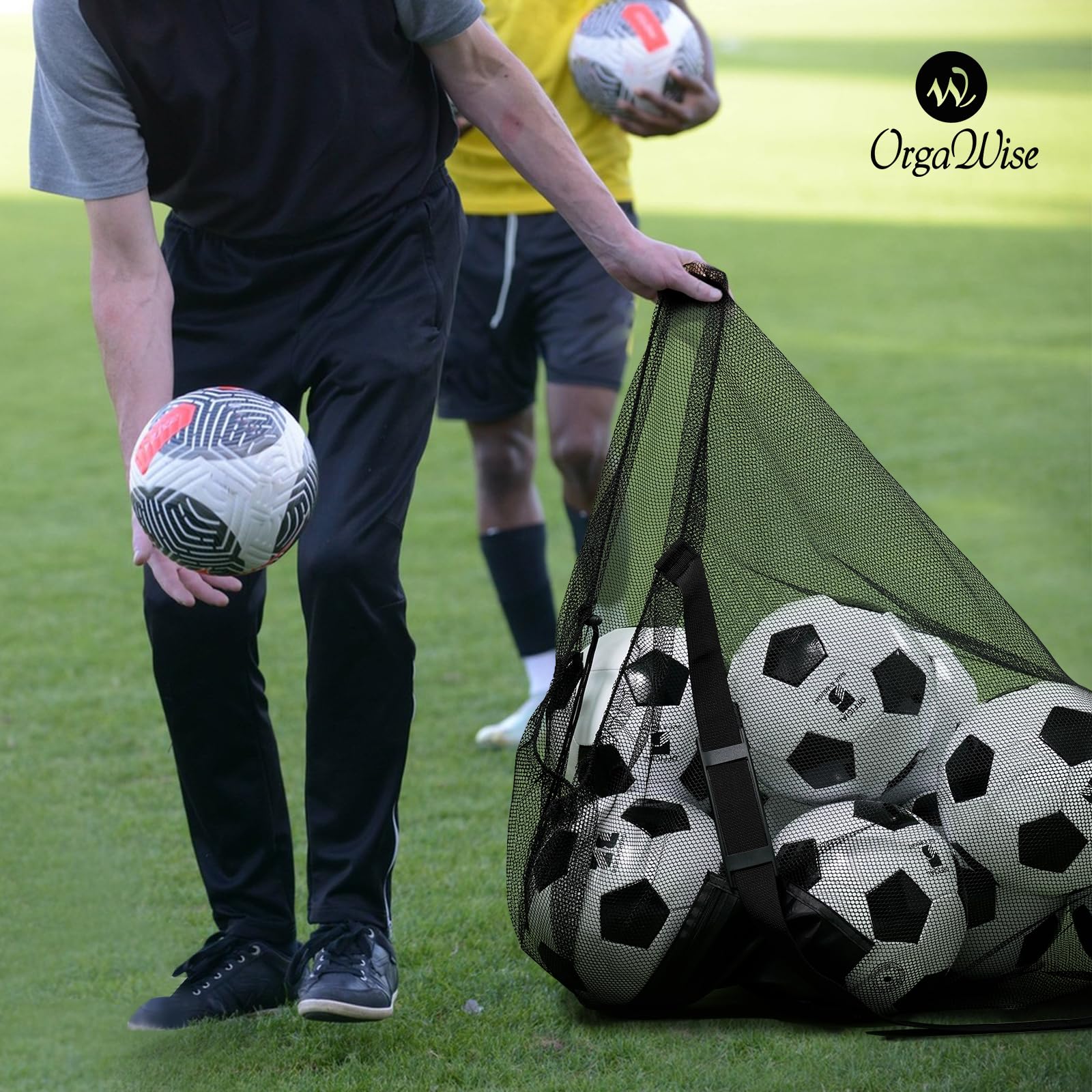 OrgaWise Sac de Football avec bandoulière et Grande Poche pour Ballons de Football (10 à 15 Ballons)