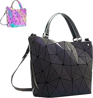 CAFINY Geometric Purse for Women,Geometric Luminous Purses and Handbags,Geometric Bags and Holographic crossbody bag(Medium)