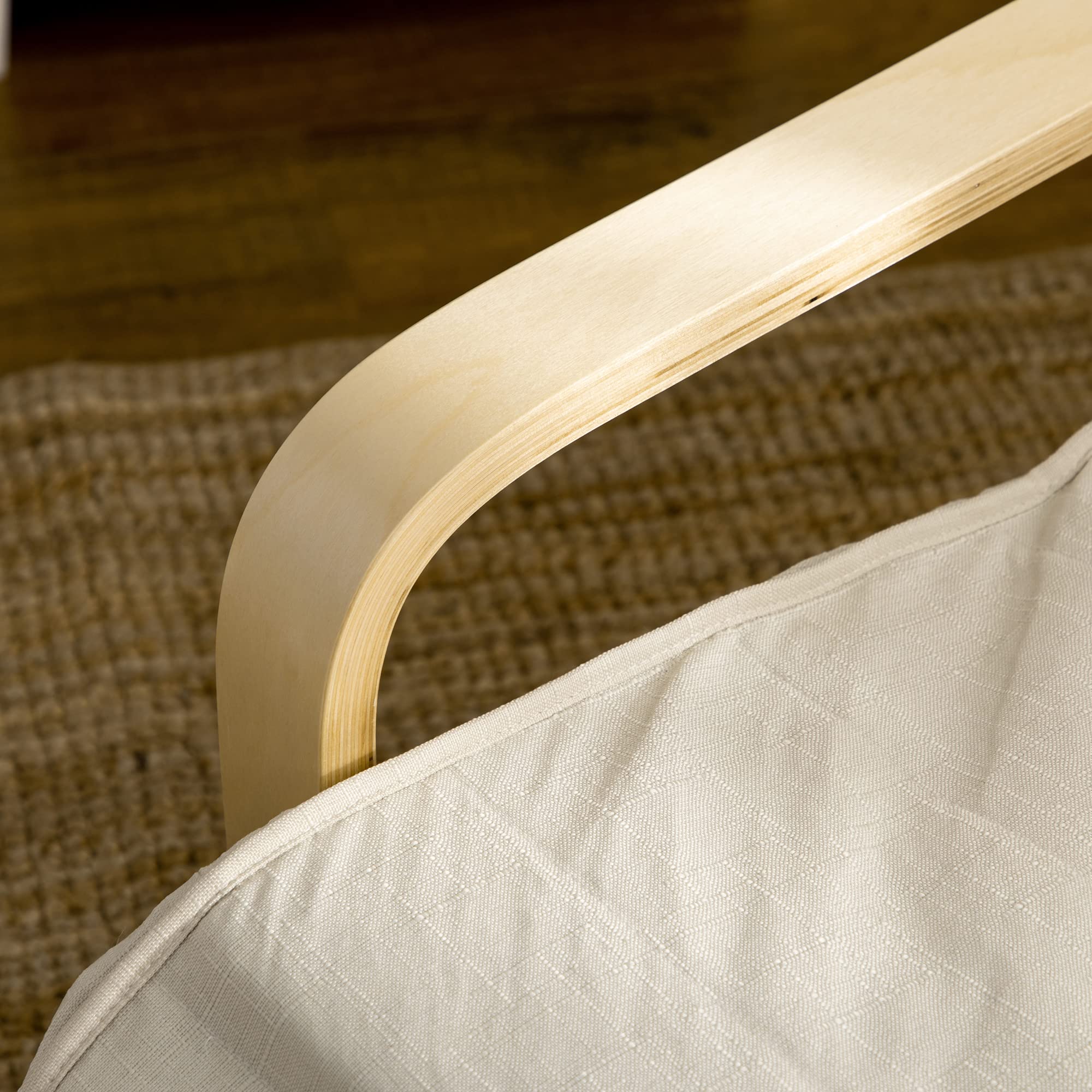 HOMCOM Sillón de Salón con Reposapiés Ajustable, Butaca de Salón Tapizada en Lino Sintético con Marco de Madera, Sillón de Relax para Dormitorio, Oficina, Estudio, 66,5x94x100 cm, Crema
