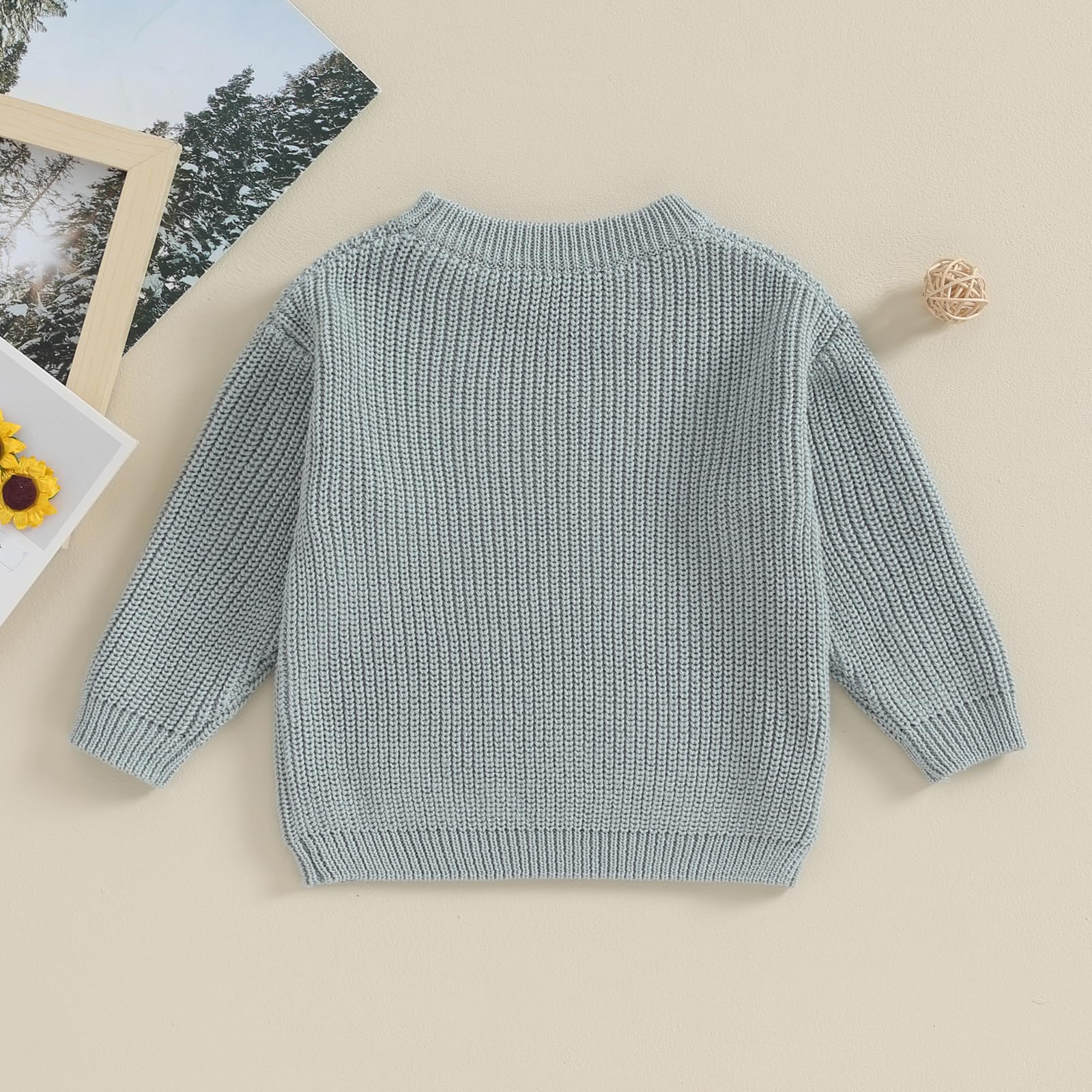 Baby Girls Boys Sweater Solid Color Long Sleeve Crew Neck Knit Pullover Warm Sweater Toddler Clothes Knitwear Baby Jumpers Tops Casual for Fall Winter — view 3
