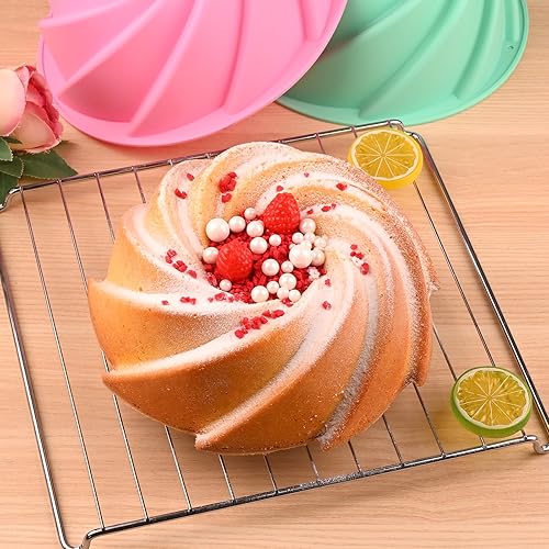 Miniatura 3 de HUAKENER Molde grande acanalado para pasteles (paquete de 2)  Molde de silicona redondo grande para pasteles, brownie, pan de maíz, pastel de