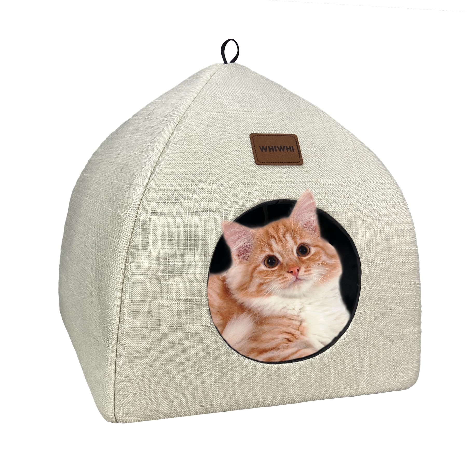Whiwhi Cama tipo cueva para gatos para interiores con cojín extraíble lavable plegable portátil para gatos 33 x 33 x 35 cm