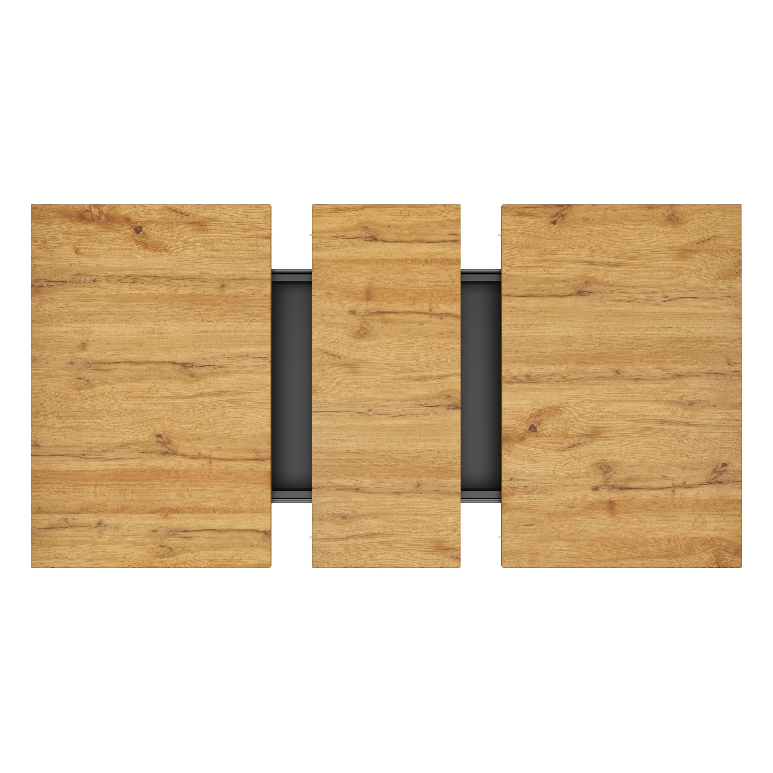 Generisch Tavolo da pranzo allungabile con vano portaoggetti, per piccoli spazi, design moderno con ripiani in vetro, allungabile per 4-6 persone, 110-140 x 80 x 77,2 cm