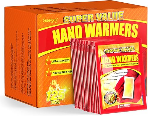 Hand Warmers Disposable 125Pcs, Long-Lasting Up to 12 Hours for Warm Body, Safe Portable Hand Warmers for Hand and Foot, Heater for Camping, Fishing, Winter for Women Men Mom Dad